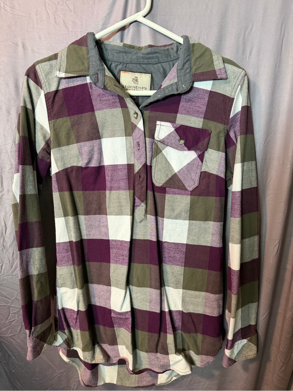Legendary Whitetails Plaid Button Shirt - Purple, Olive, White
